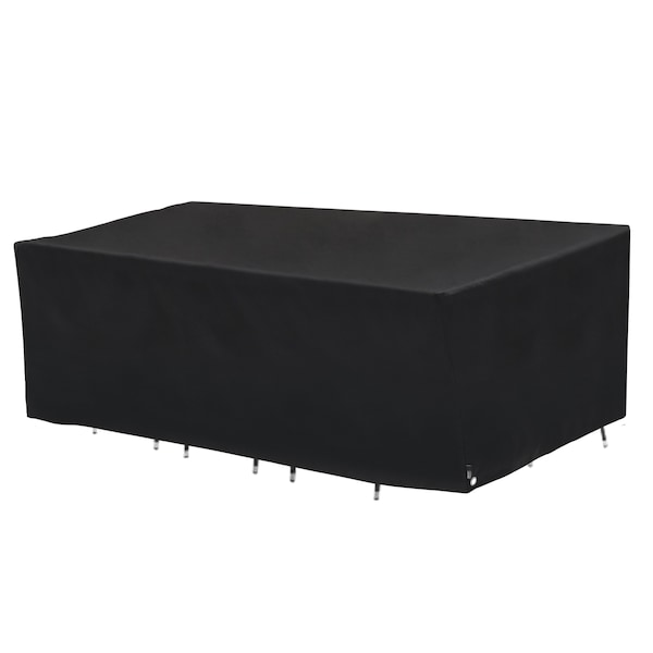 Modern Leisure Black Diamond Rect/Oval Patio Table & Chair Set Cover, Waterproof, 18 in. Lx64 in. Wx34 in. H, Black 3085 - main